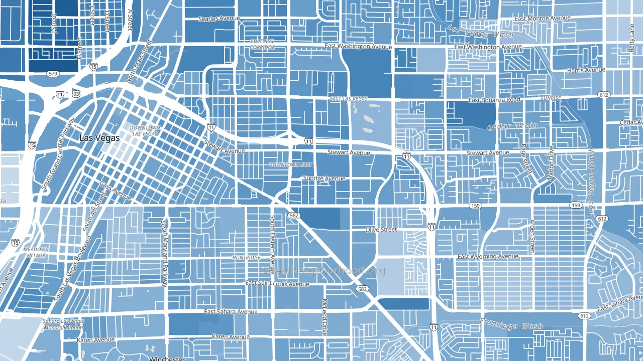 Downtown East, Las Vegas, NV block-group political-lean map