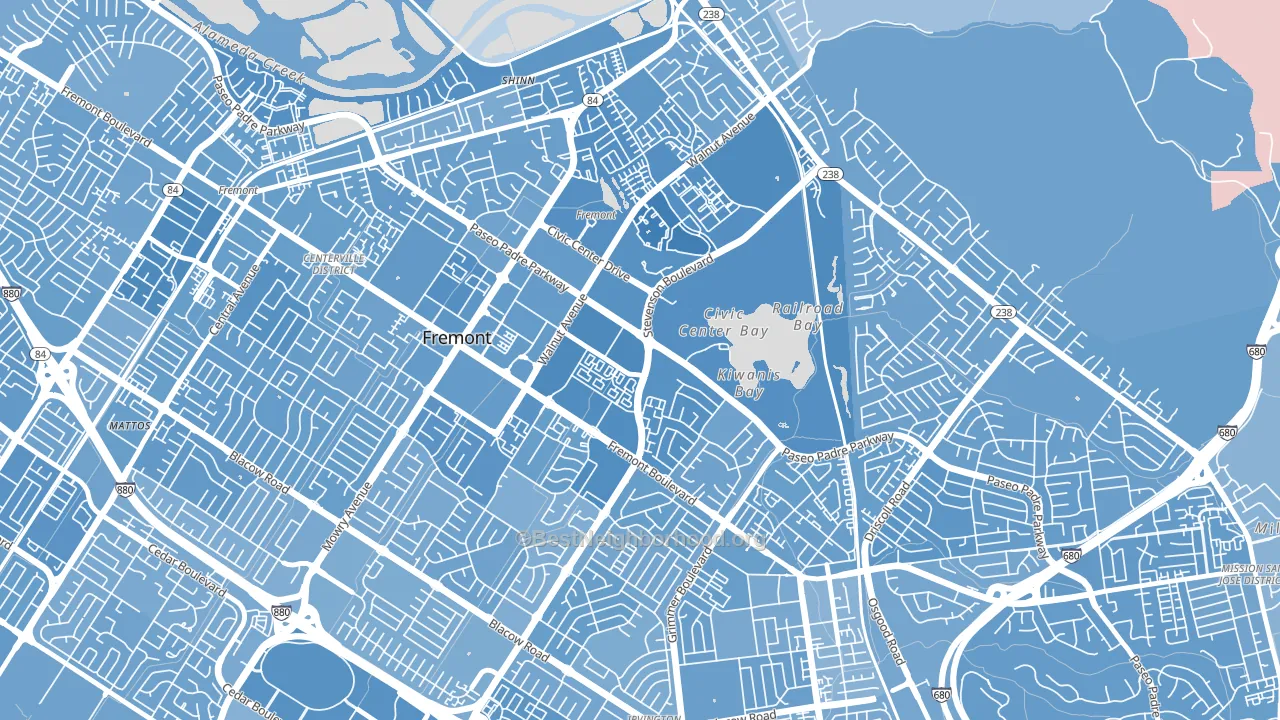 Downtown Fremont, Fremont, CA block-group political-lean map