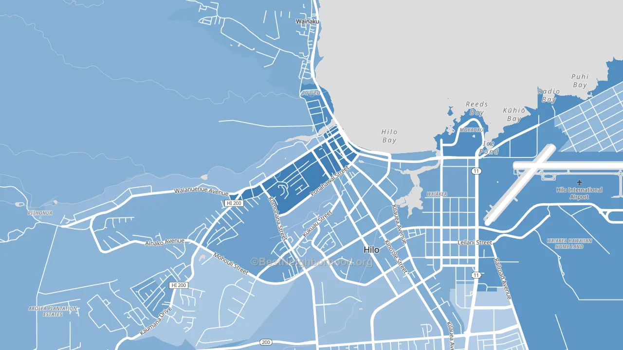 Downtown Hilo, Hilo, HI block-group political-lean map