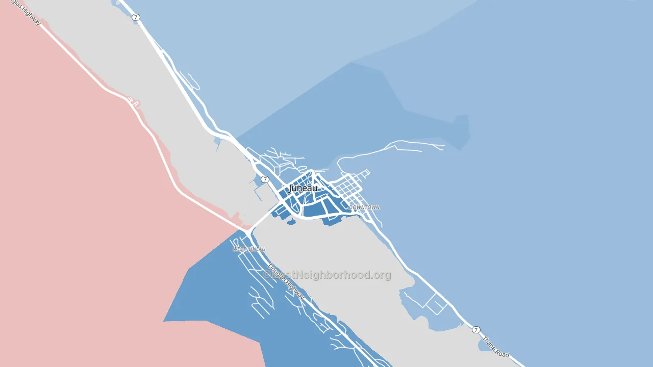 Downtown Juneau, Juneau, AK block-group political-lean map
