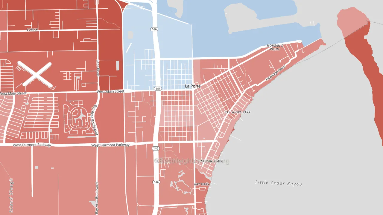 Downtown La Porte, La Porte, TX block-group political-lean map