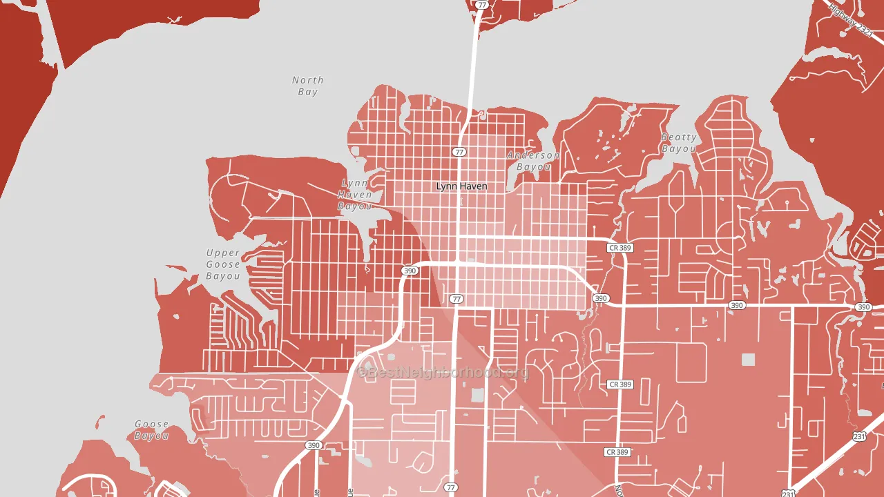 Downtown Lynn Haven, Lynn Haven, FL block-group political-lean map