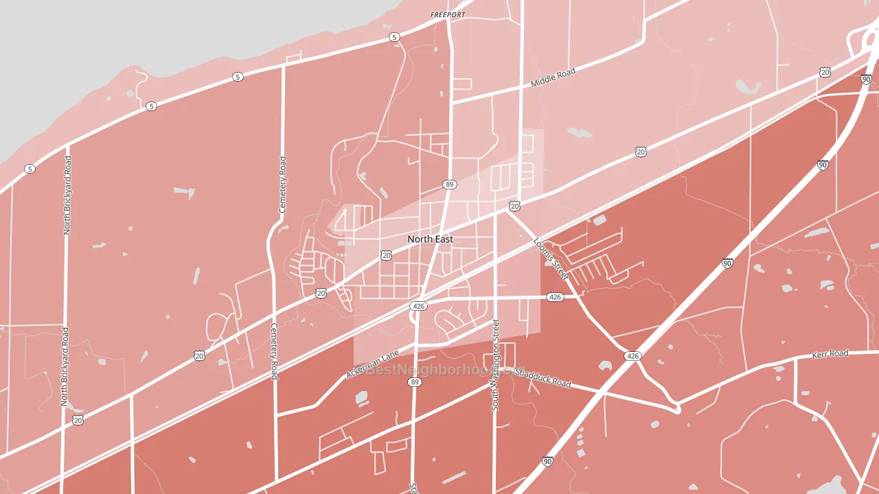 Downtown North East, North East, PA block-group political-lean map