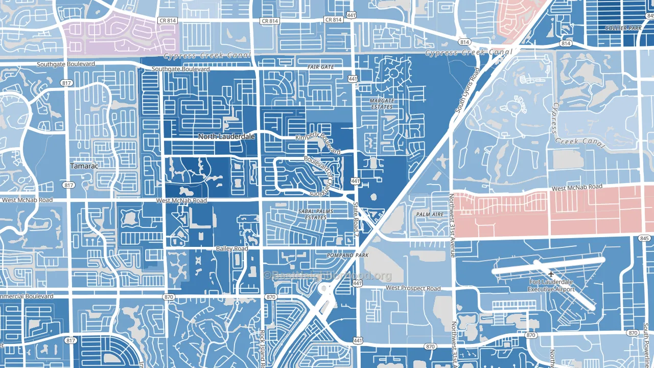 Downtown North Lauderdale, North Lauderdale, FL block-group political-lean map