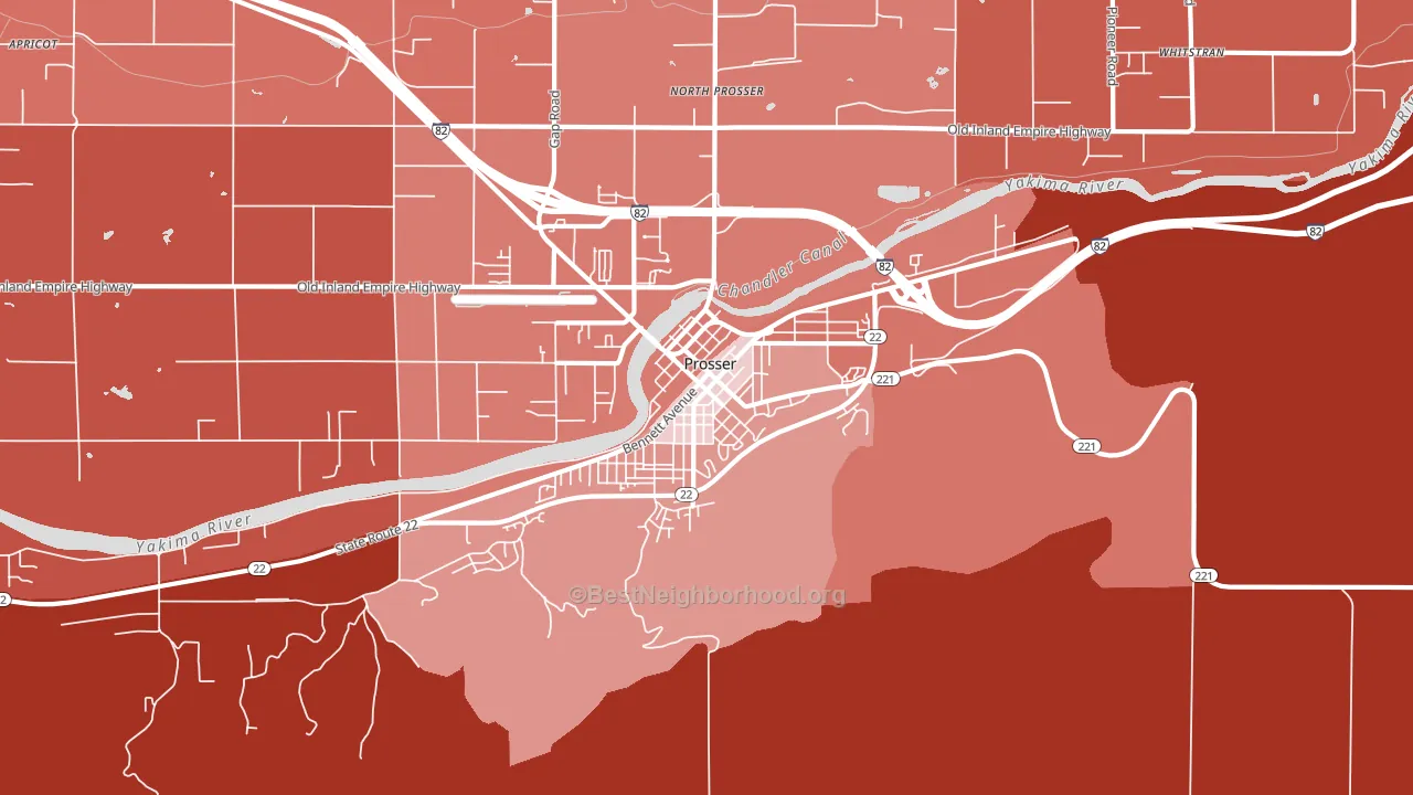 Downtown, Prosser, WA block-group political-lean map