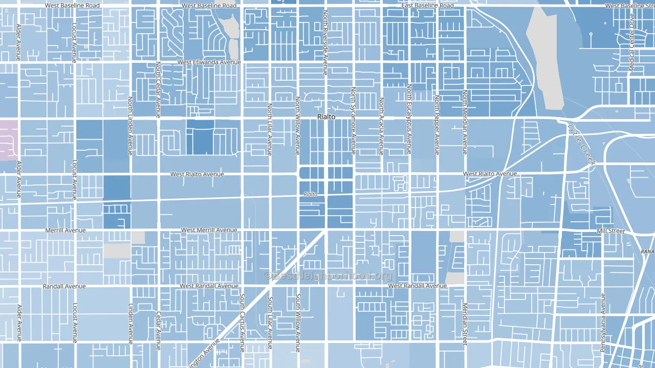 Downtown Rialto, Rialto, CA block-group political-lean map
