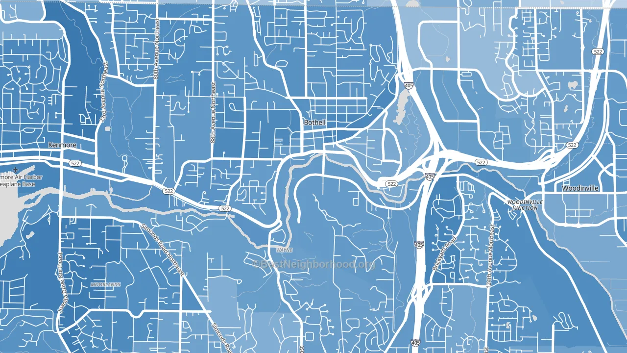 Downtown Riverfront-190th, Bothell, WA block-group political-lean map