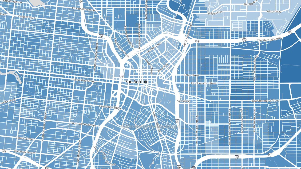 Downtown San Antonio, San Antonio, TX block-group political-lean map