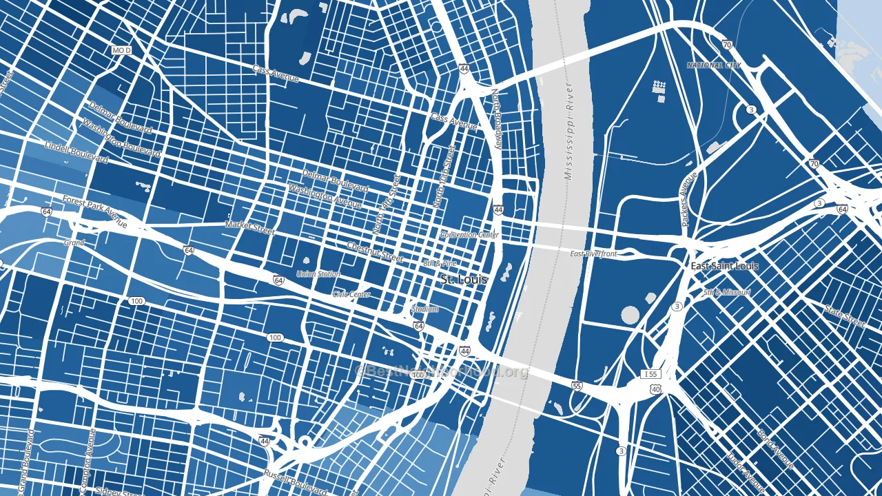 Downtown, St. Louis, MO block-group political-lean map