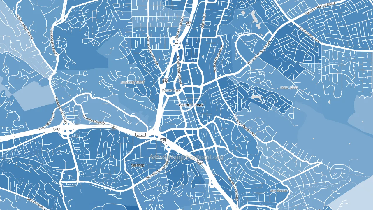 Downtown Walnut Creek, Walnut Creek, CA block-group political-lean map