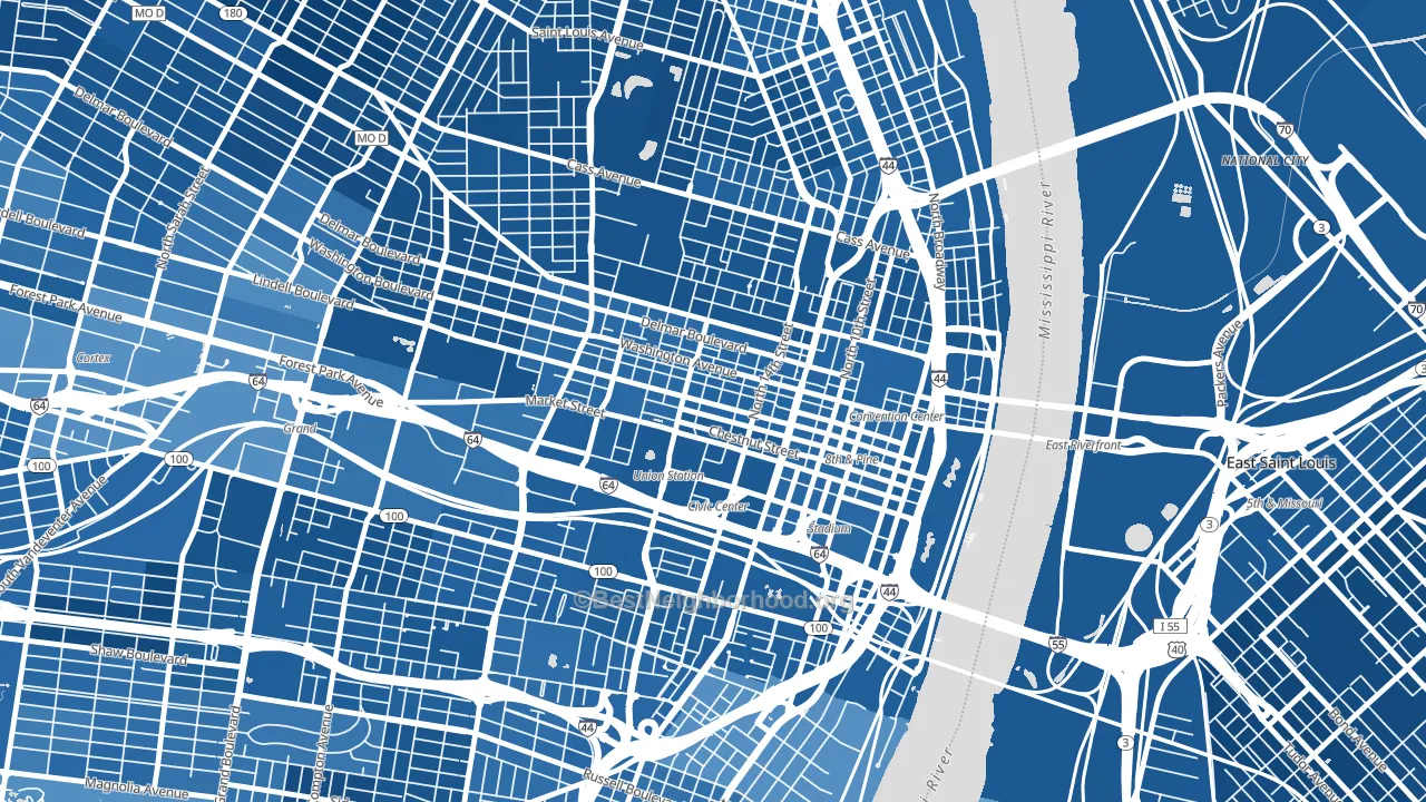 Downtown West, St. Louis, MO block-group political-lean map