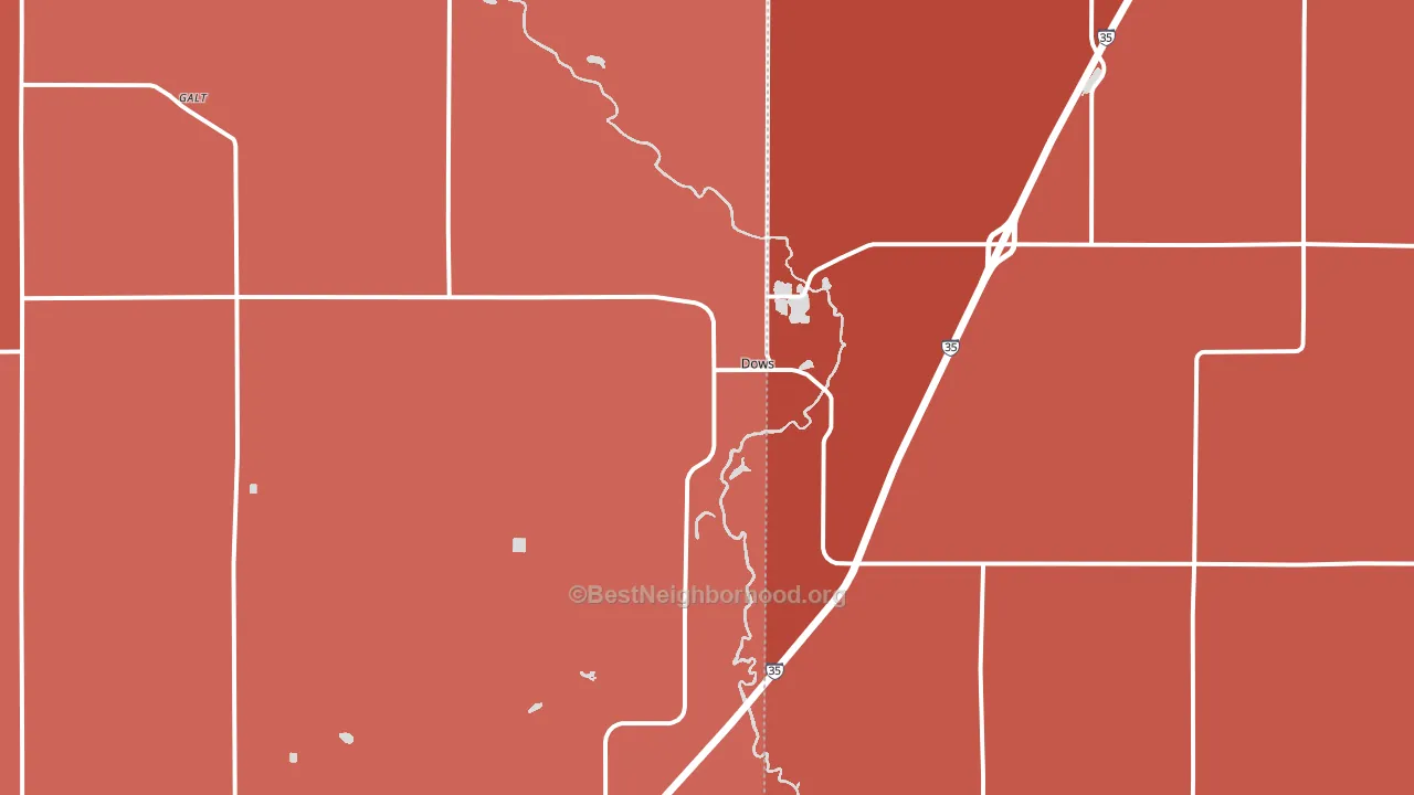 Dows, IA block-group political-lean map