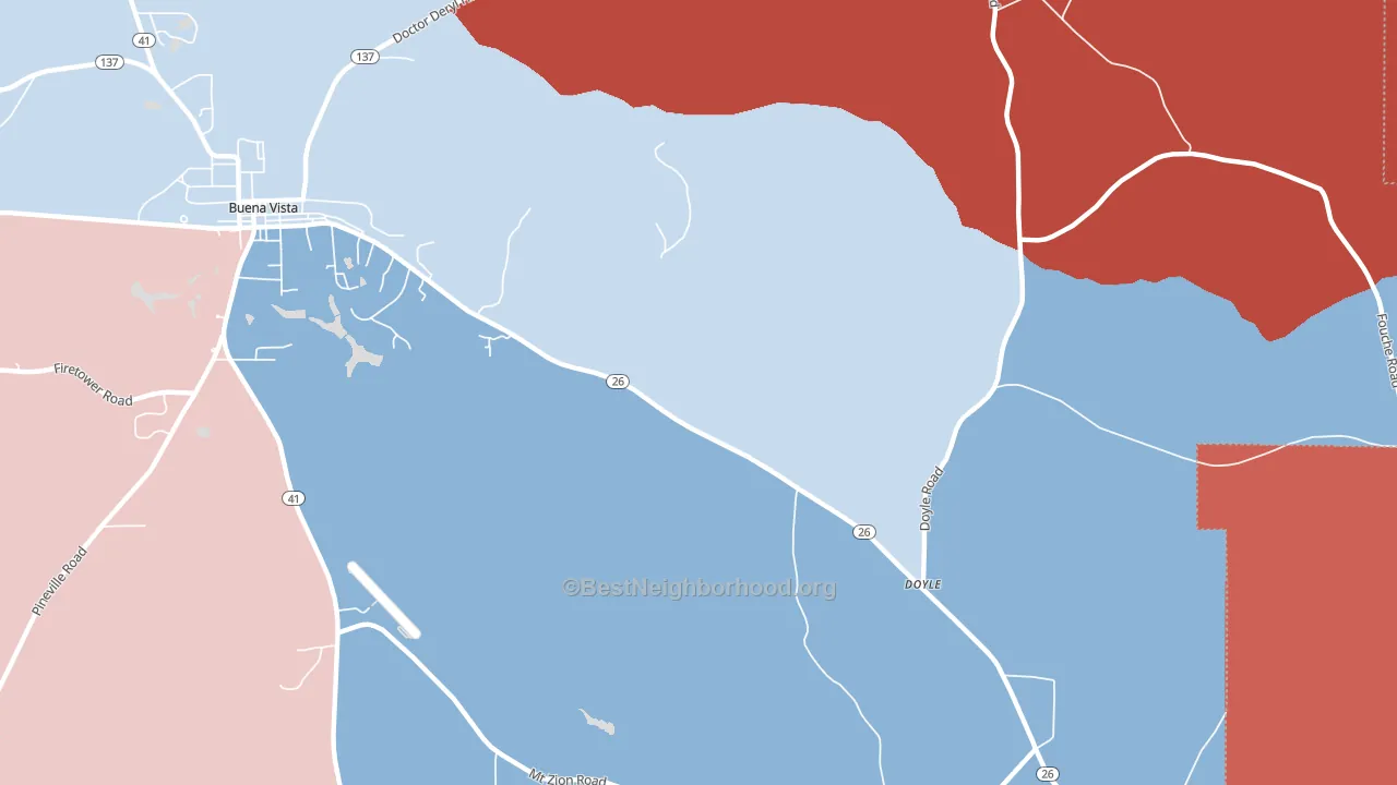 Doyle, GA block-group political-lean map