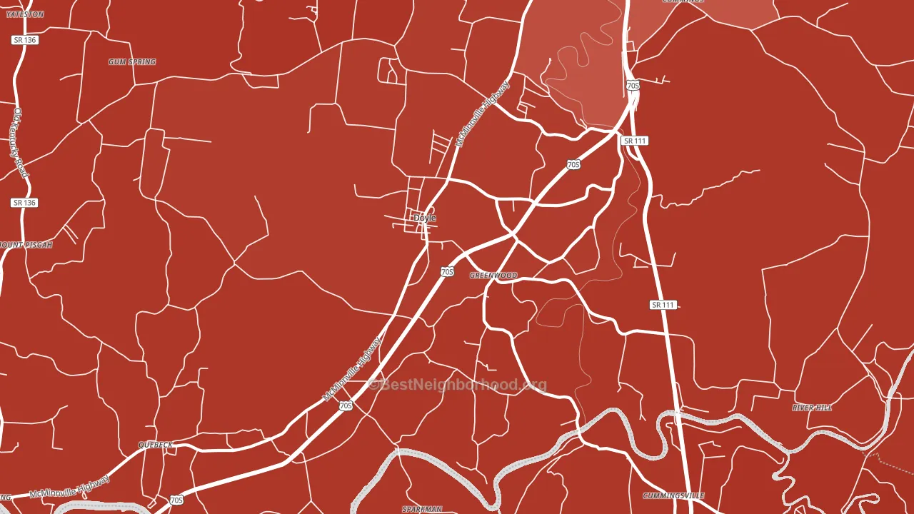 Doyle, TN block-group political-lean map