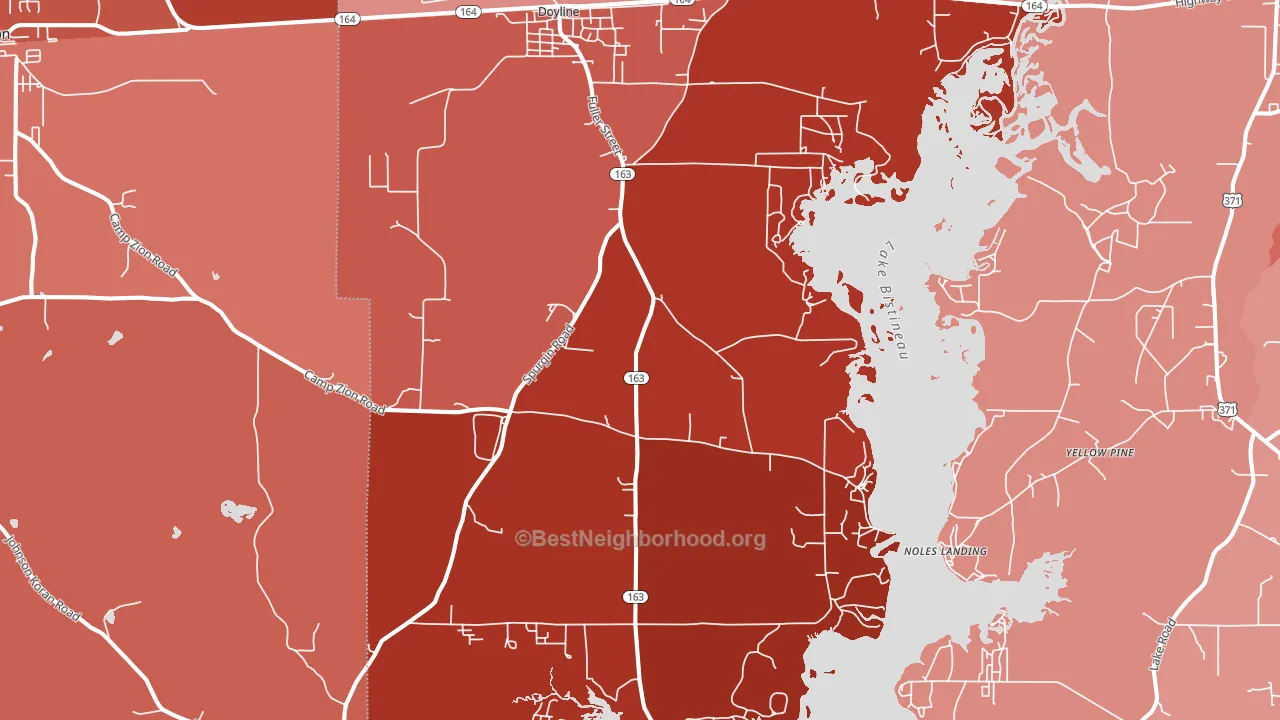 Doyline, LA block-group political-lean map