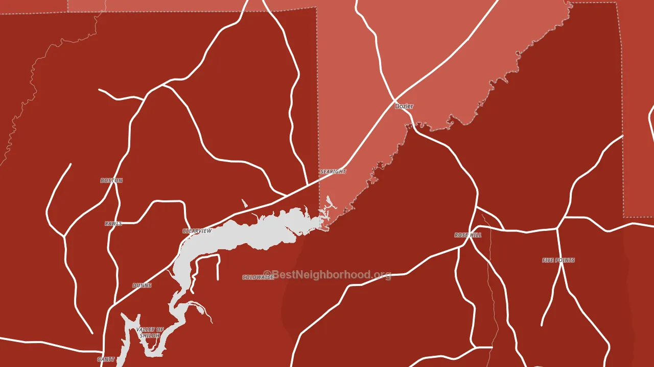 Dozier, AL block-group political-lean map