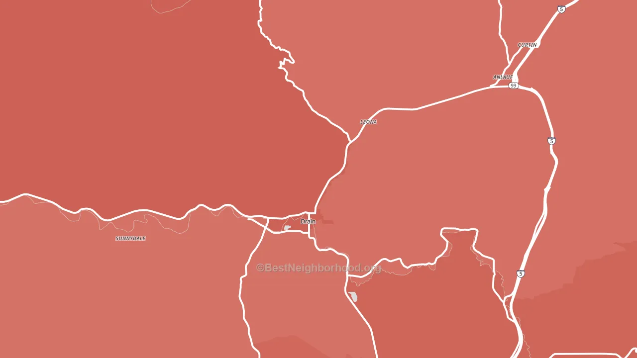 Drain, OR block-group political-lean map