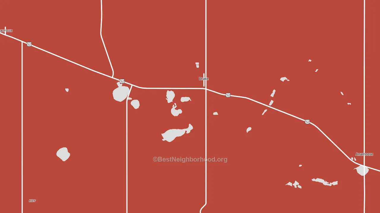 Drake, ND block-group political-lean map