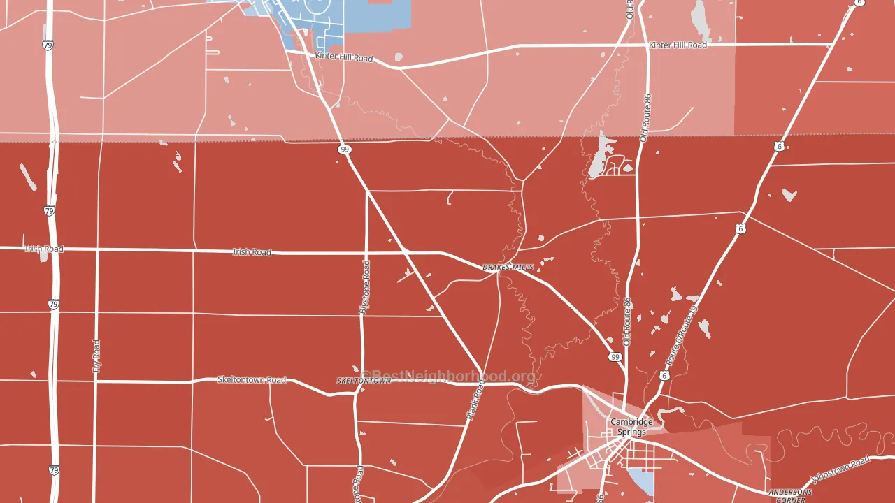 Drakes Mills, PA block-group political-lean map