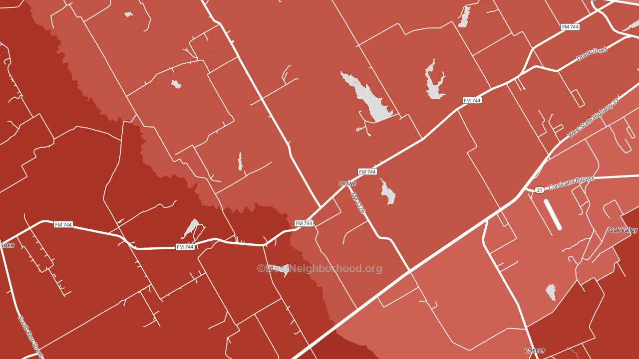 Drane, TX block-group political-lean map