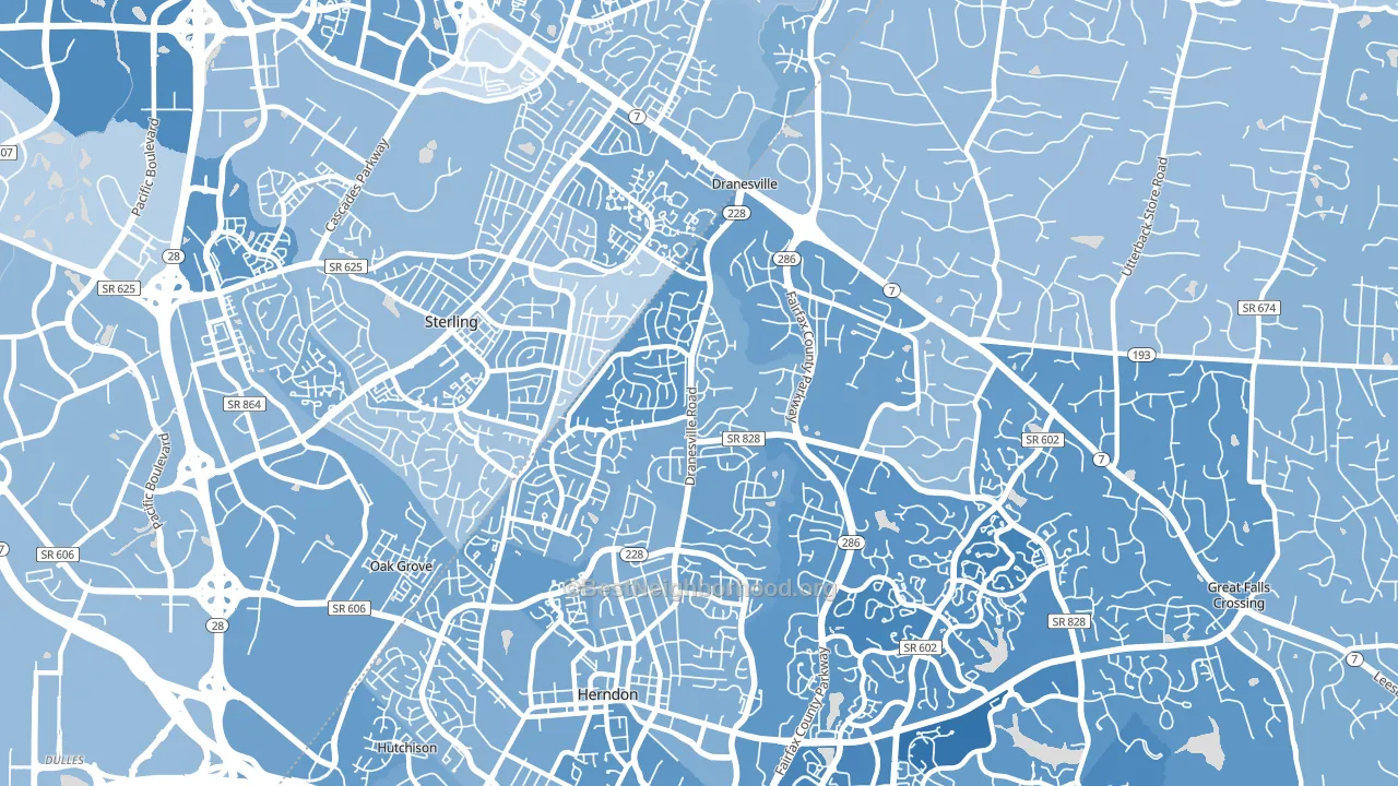 Dranesville, VA block-group political-lean map