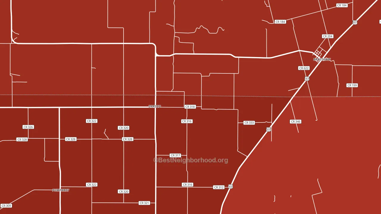 Drasco, TX block-group political-lean map