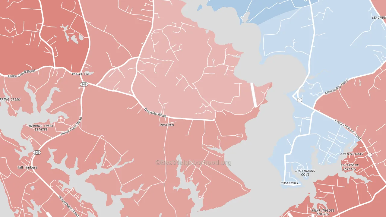Drayden, MD block-group political-lean map
