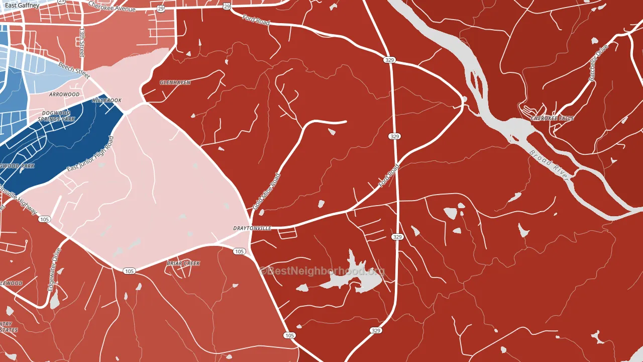 Draytonville, SC block-group political-lean map