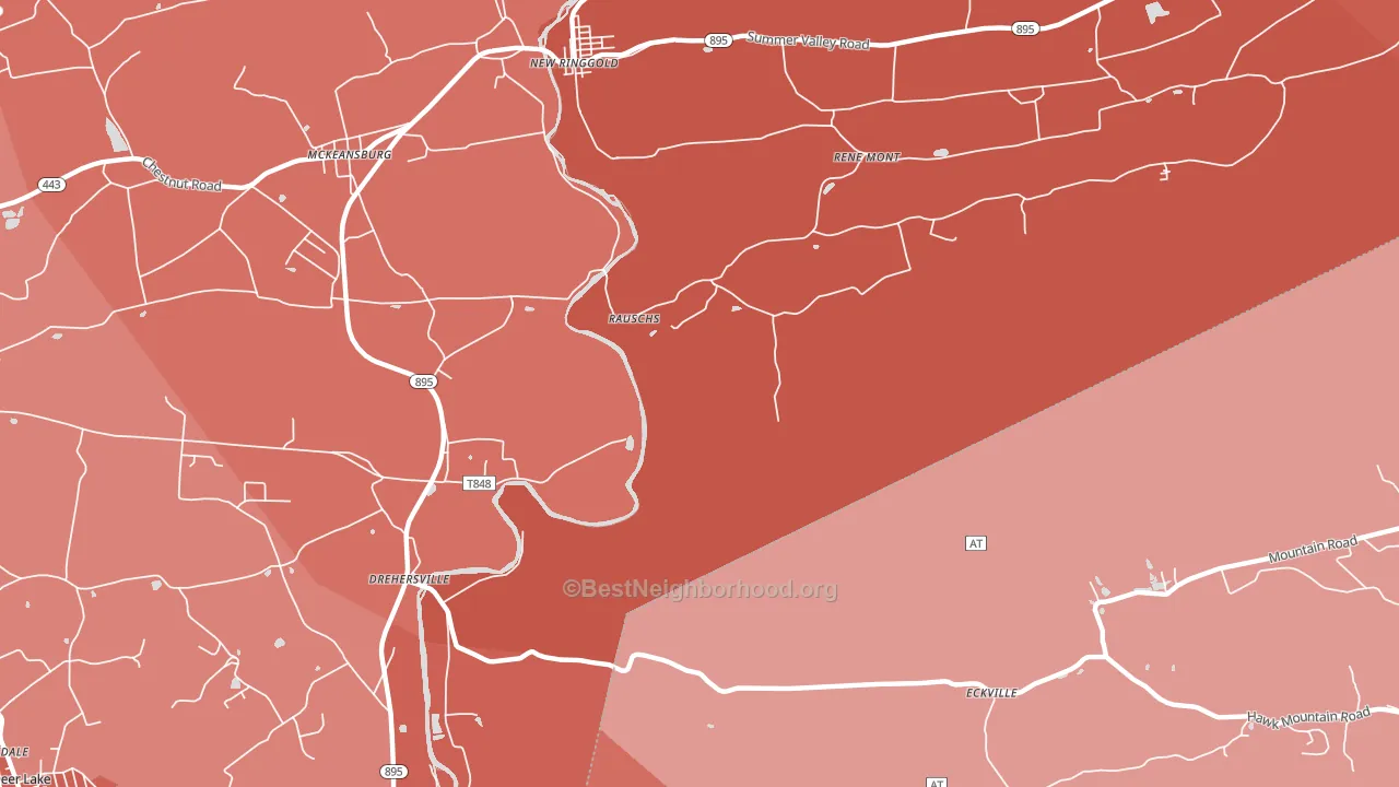 Drehersville, PA block-group political-lean map