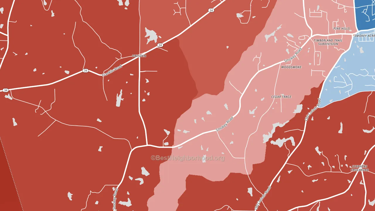 Dresden, GA block-group political-lean map