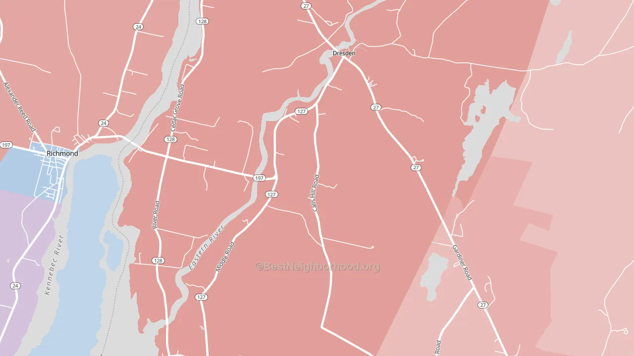Dresden, ME block-group political-lean map