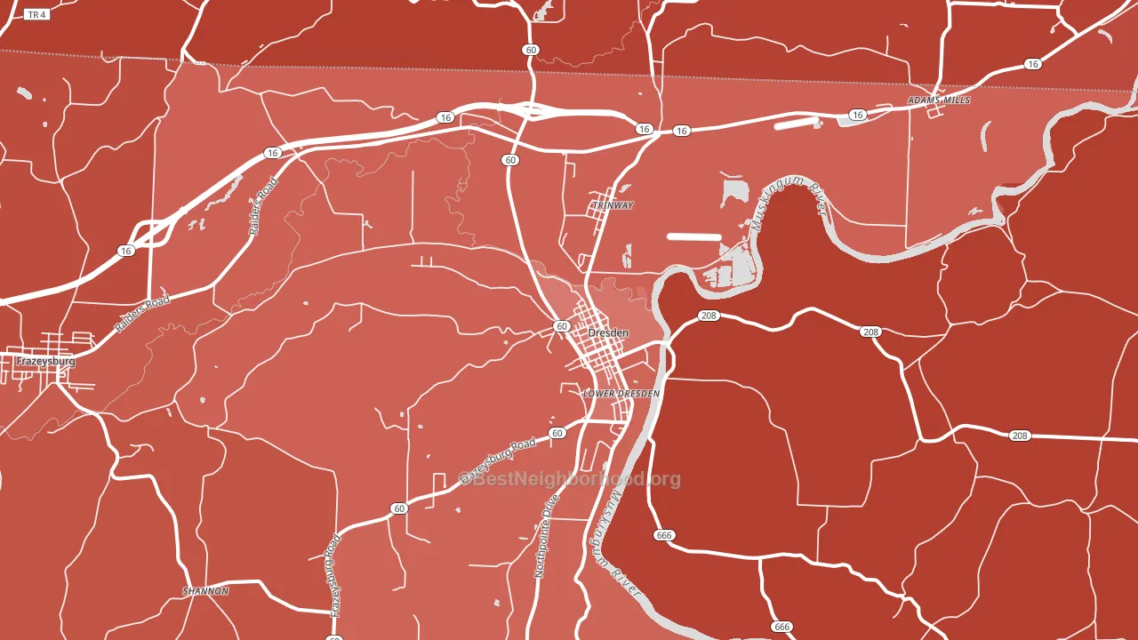 Dresden, OH block-group political-lean map