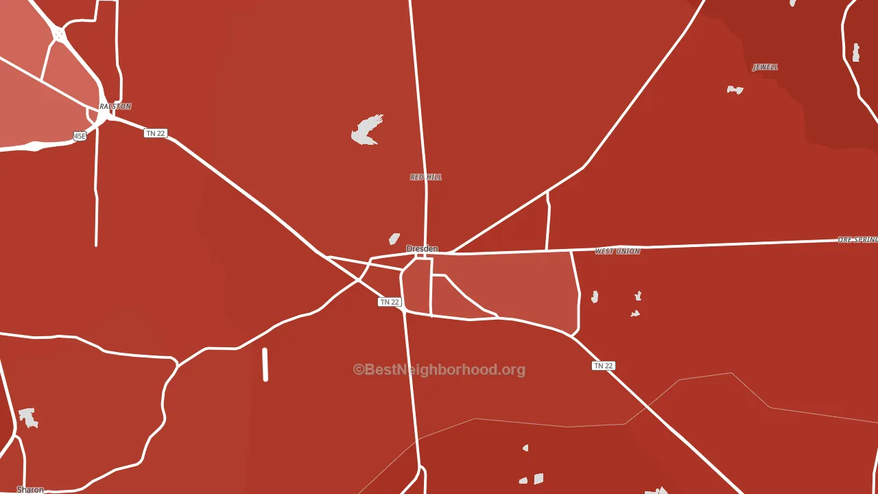 Dresden, TN block-group political-lean map