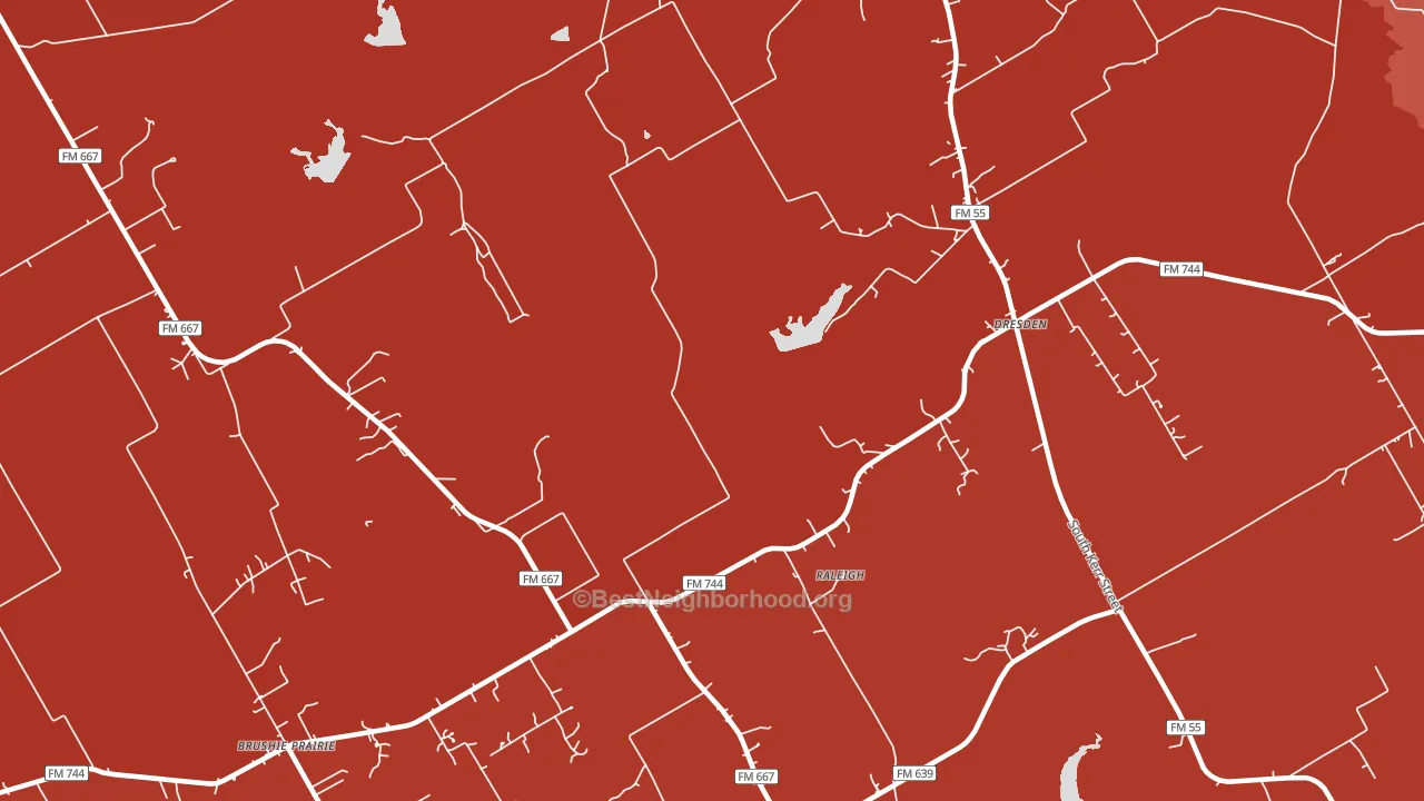 Dresden, TX block-group political-lean map
