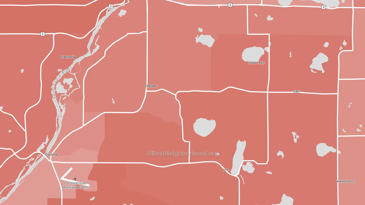 Dresser, WI block-group political-lean map