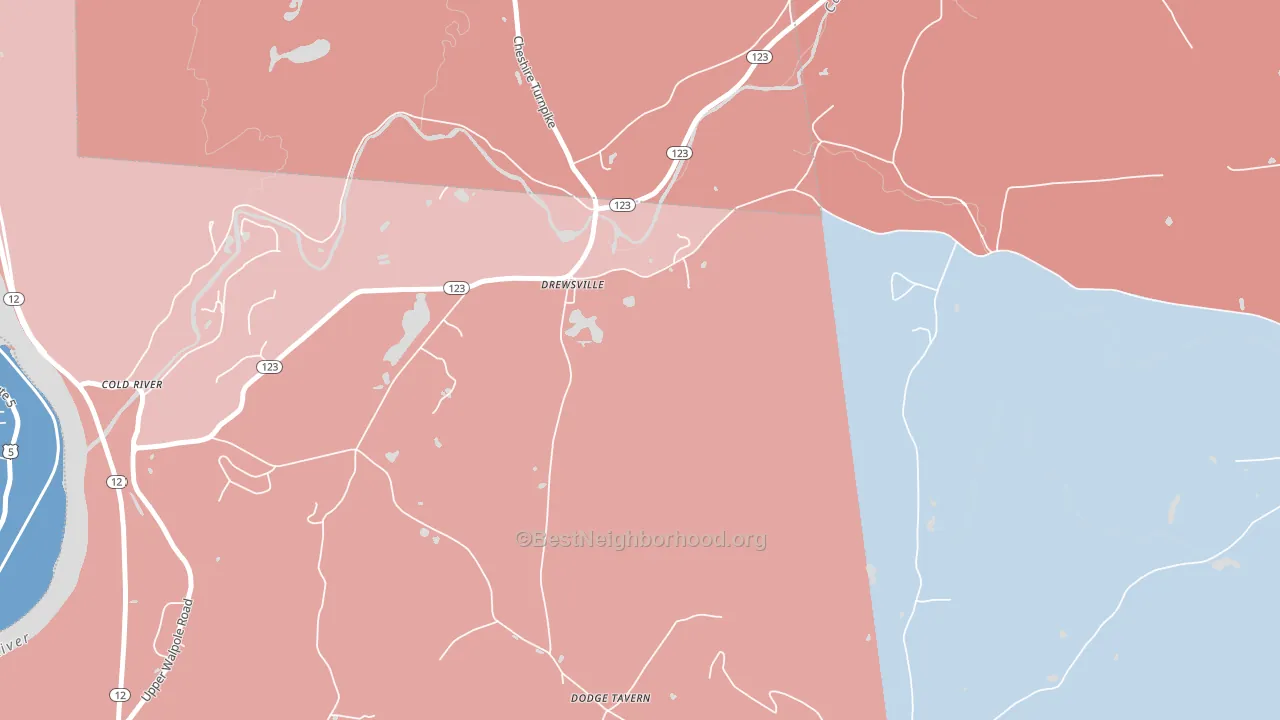 Drewsville, NH block-group political-lean map