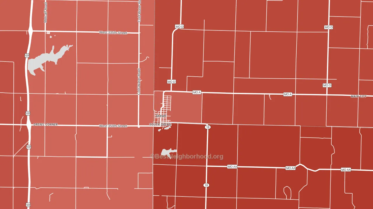 Drexel, MO block-group political-lean map
