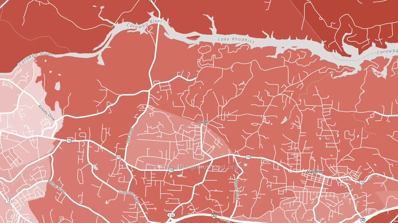 Drexel, NC block-group political-lean map