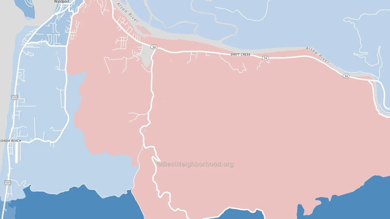 Drift Creek, OR block-group political-lean map