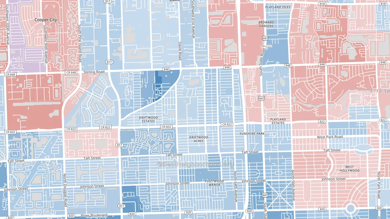 Driftwood, Hollywood, FL block-group political-lean map