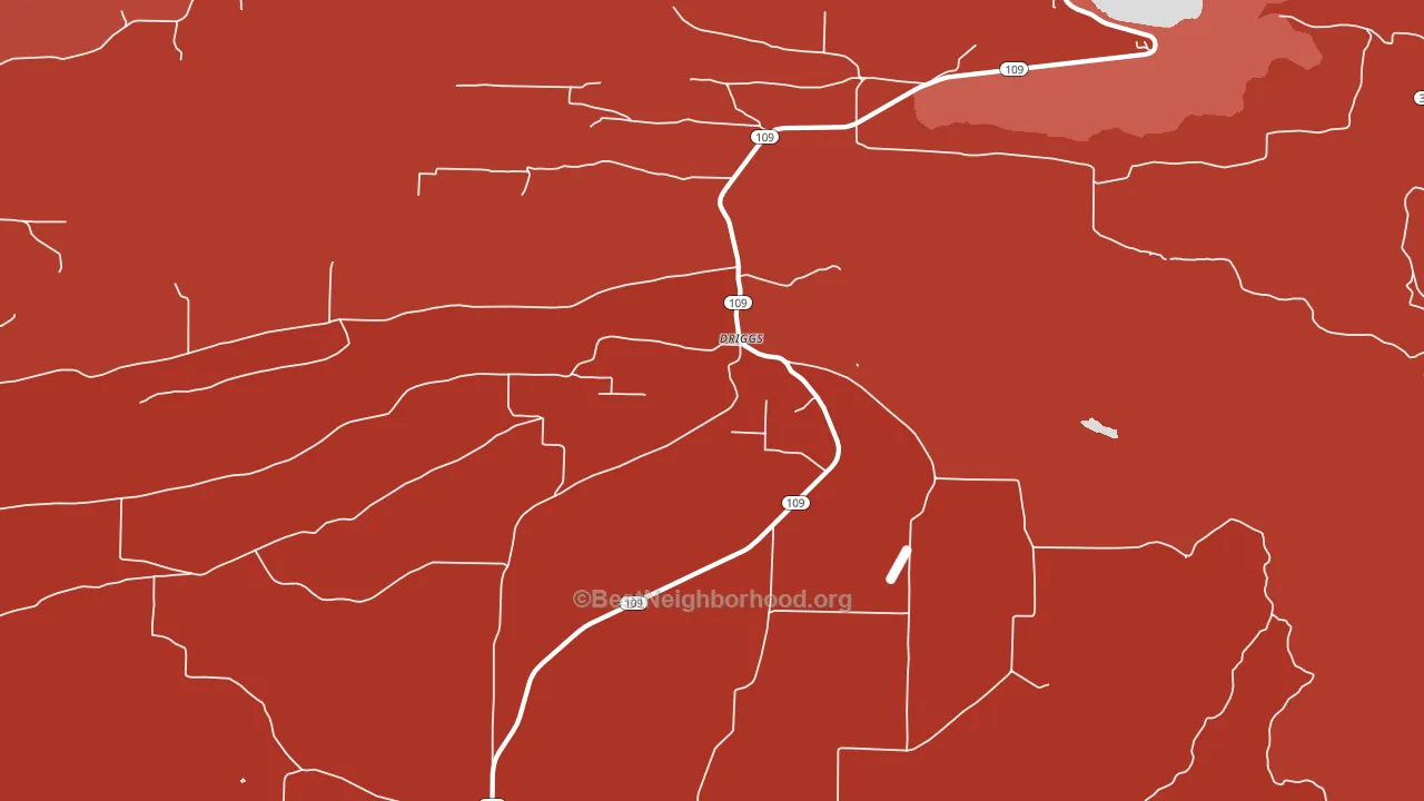 Driggs, AR block-group political-lean map