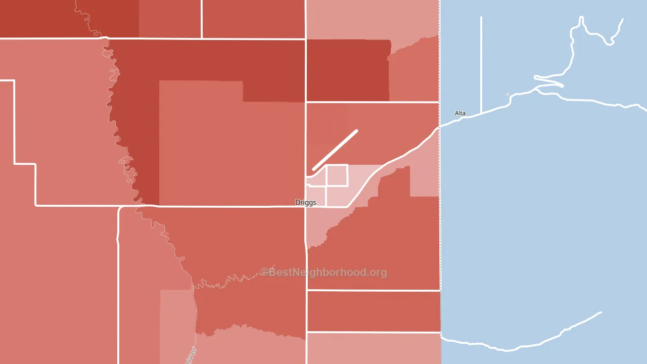 Driggs, ID block-group political-lean map