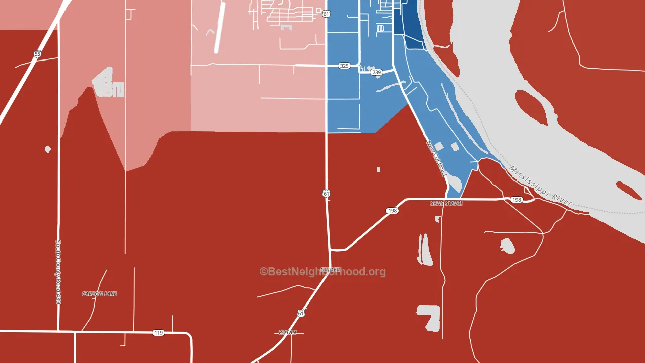 Driver, AR block-group political-lean map