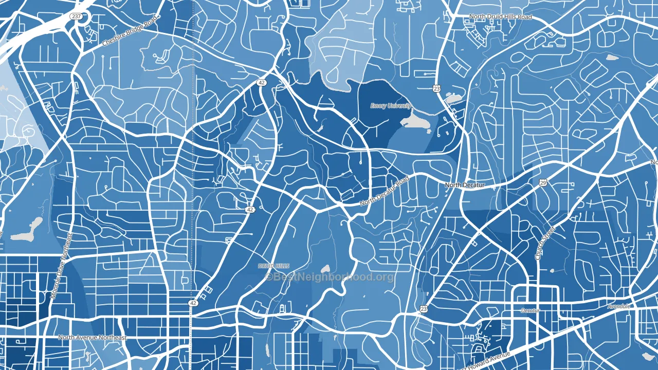 Druid Hills, GA block-group political-lean map