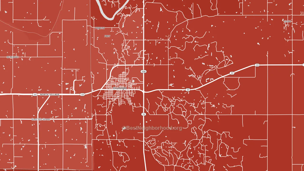 Drumright, OK block-group political-lean map