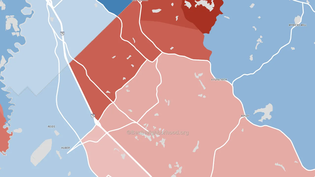 Dry Branch, GA block-group political-lean map