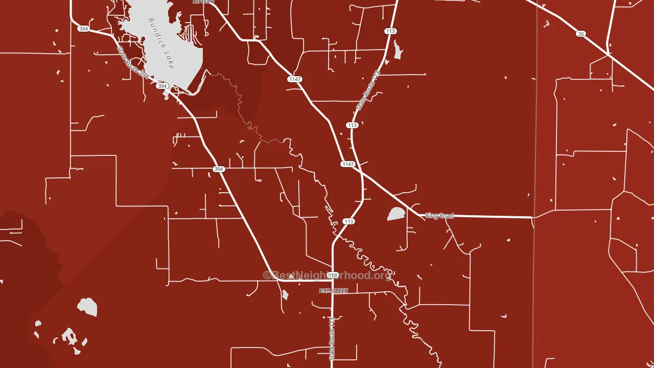 Dry Creek, LA block-group political-lean map