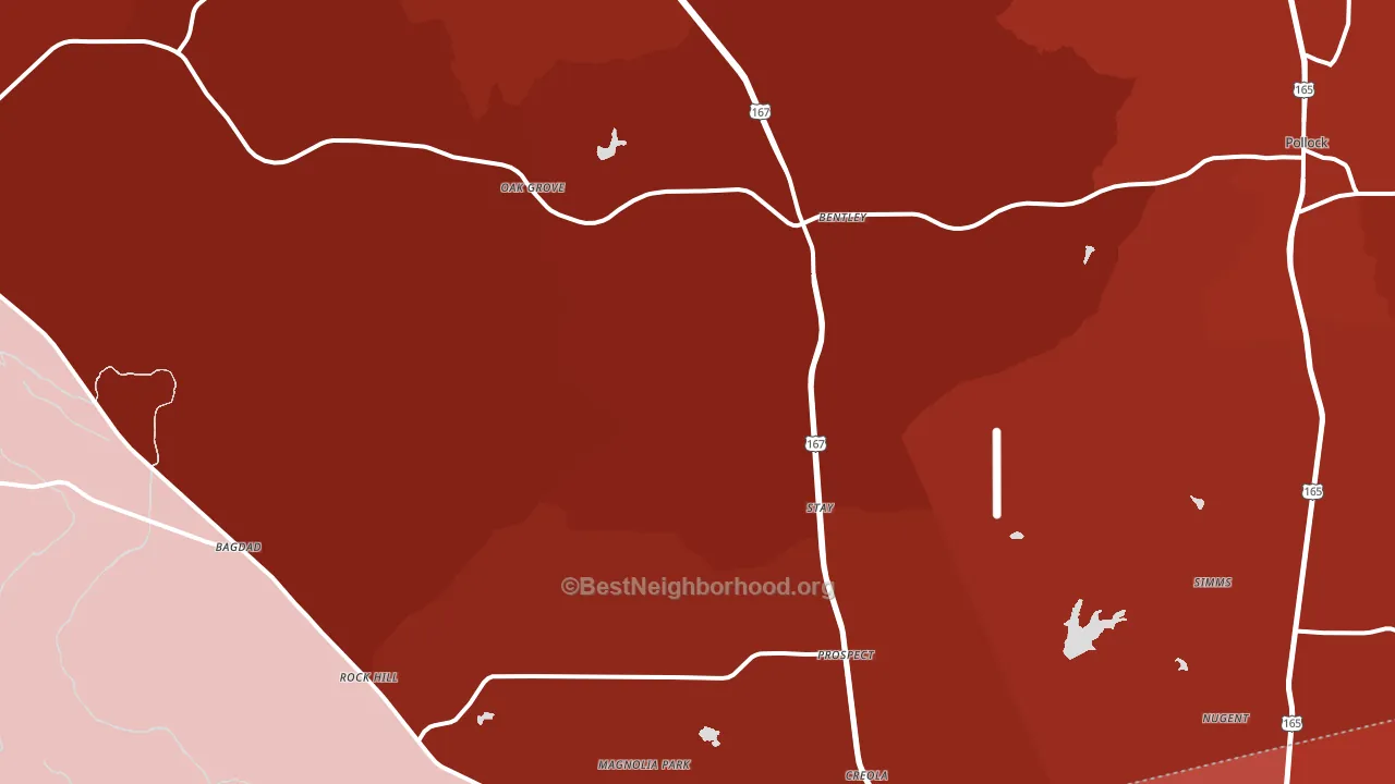 Dry Prong, LA block-group political-lean map