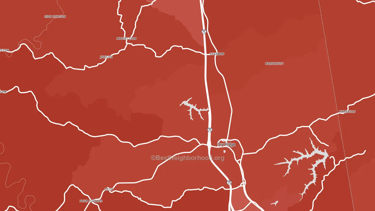 Dry Ridge, KY block-group political-lean map