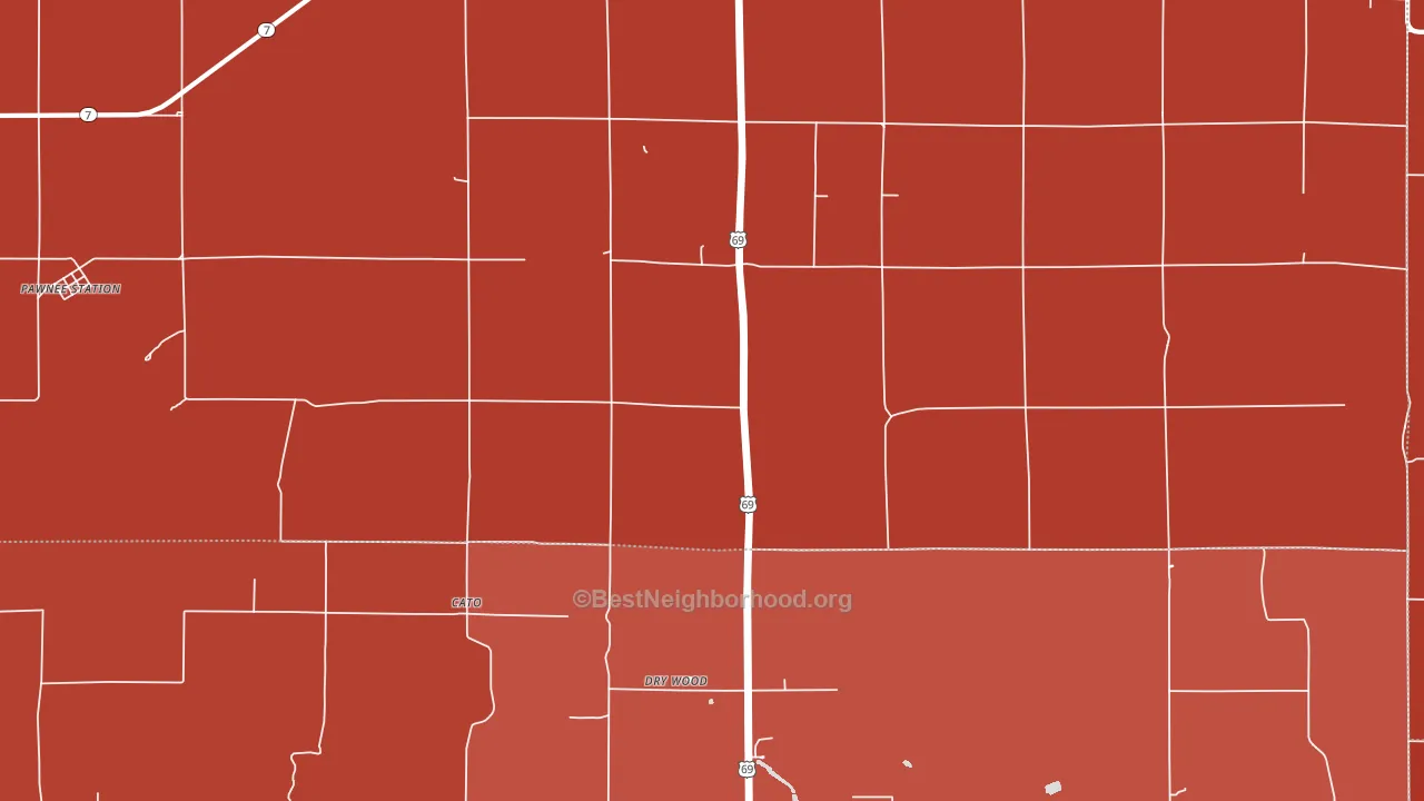 Dry Wood, KS block-group political-lean map